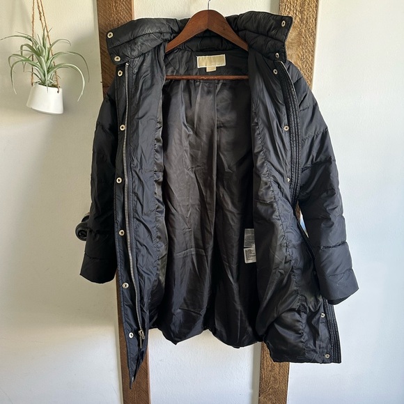 Michael Michael Kors Women Black Down Puffer Winter Coat Faux Fur Trim Hood PXXS - Picture 10 of 16